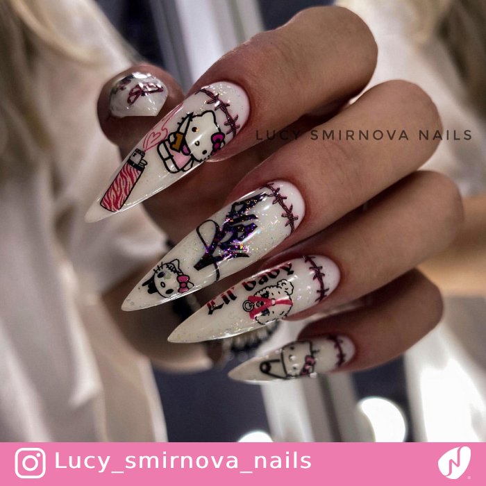 Crazy Hello Kitty Nails